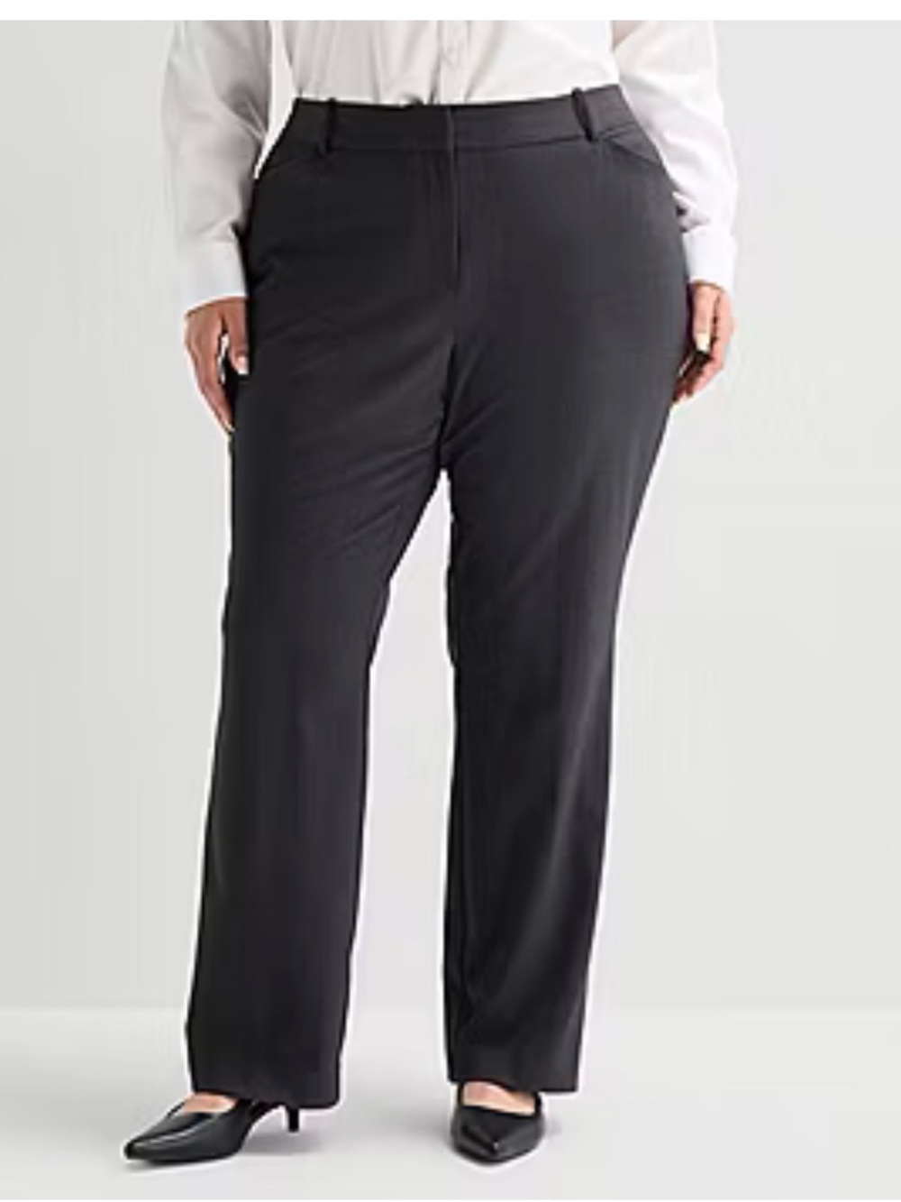 Liz Claiborne Audra Straight Mid Rise Trouser 20P Charcoal